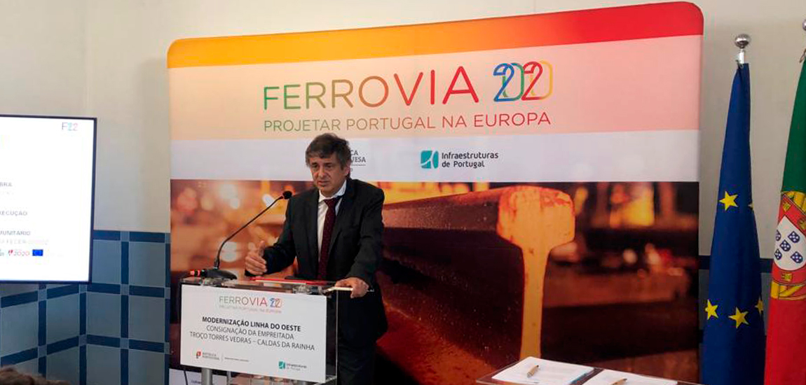 Cerimónia de assinatura do auto de consignação da empreitada de modernização do troço entre Torres Vedras e Caldas da Rainha, na Linha do Oeste