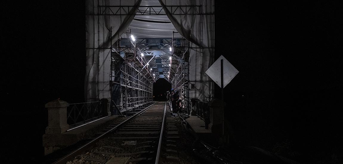 Foto da obra na Linha do Algarve, Troço Tunes - Lagos